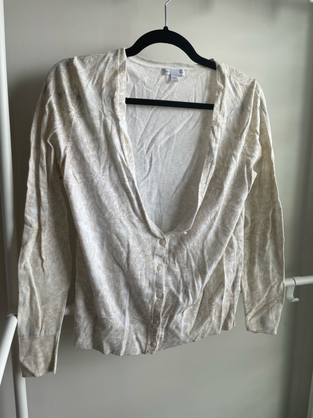 GAP Cream Floral Knit Cardigan